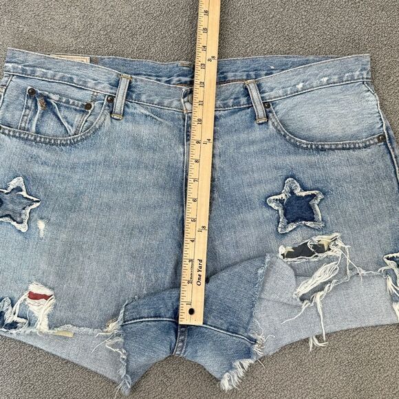 Polo Ralph Lauren Distressed Star Patch Crosby Denim Shorts Blue Size 32 - Picture 13 of 15